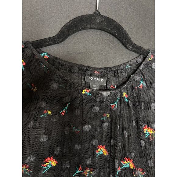 Torrid Women’s Black Whimsygoth Fairy Grunge Maxi Sheer Mesh Polka Dot Dress - Picture 8 of 8